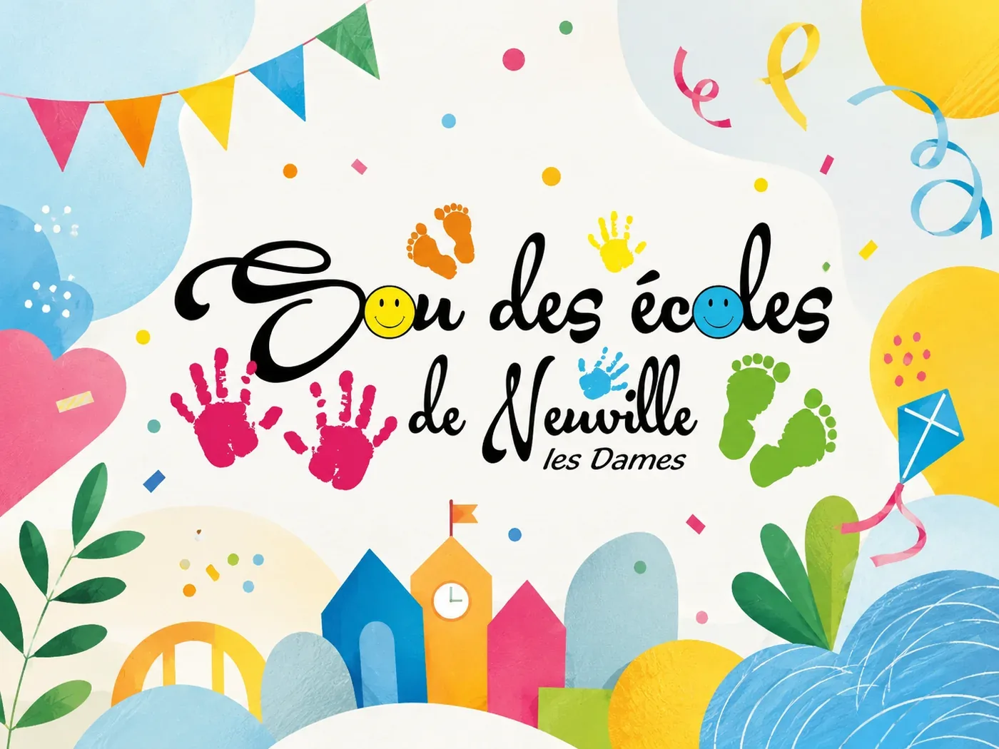 Illustration colorée du Sou des écoles de Neuville-les-Dames
